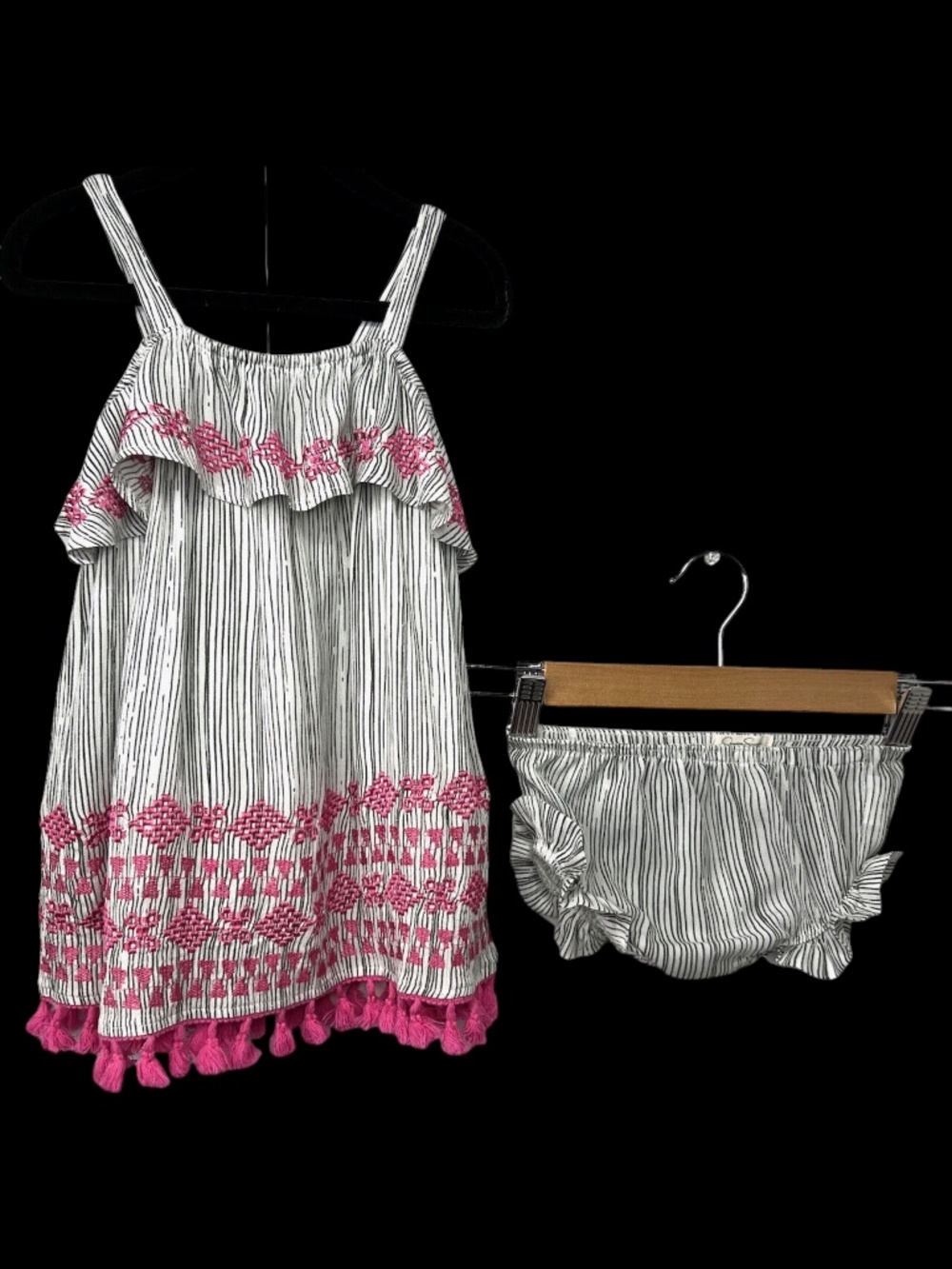 JESSICA SIMPSON Baby Girl Striped Embroidered Flouncy Sundress NWT 24M